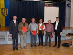 Bild vergr��ern: v.l. B�rgermeister Christoph Ewers, Herbert Diehl, Otto Lukas, Ludwig Sahm, Dieter Quandel und GBI Tobias Klein