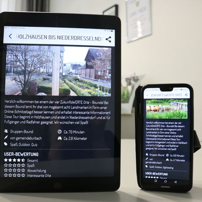 Bild vergr��ern: Die App �Actionbound� l�uft sowohl auf Android als auch auf IOS. Alle Schnitzeljagten sind unter dem Begriff �ZukunftsWERTE Orte� zu finden.