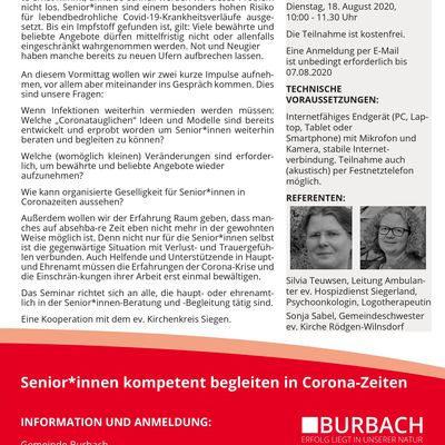 Bild vergr��ern: Onlineseminar Senior*innen kompetent begleiten in Corona-Zeiten