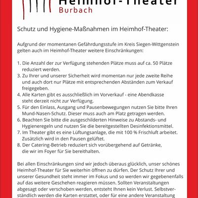 Bild vergr��ern: Coronabedingungen Heimhof-Theater - Gef�hrdungsstufe
