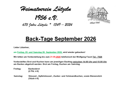 Bild vergr��ern: Back-Tage September