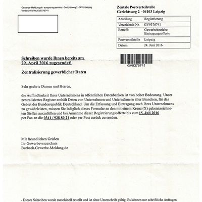Bild vergr��ern: Anschreiben Gewerberegister