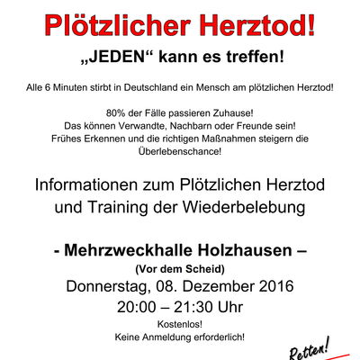 Bild vergr��ern: Das n�chste Notfalltraining findet am 8. Dezember in Holzhausen statt.